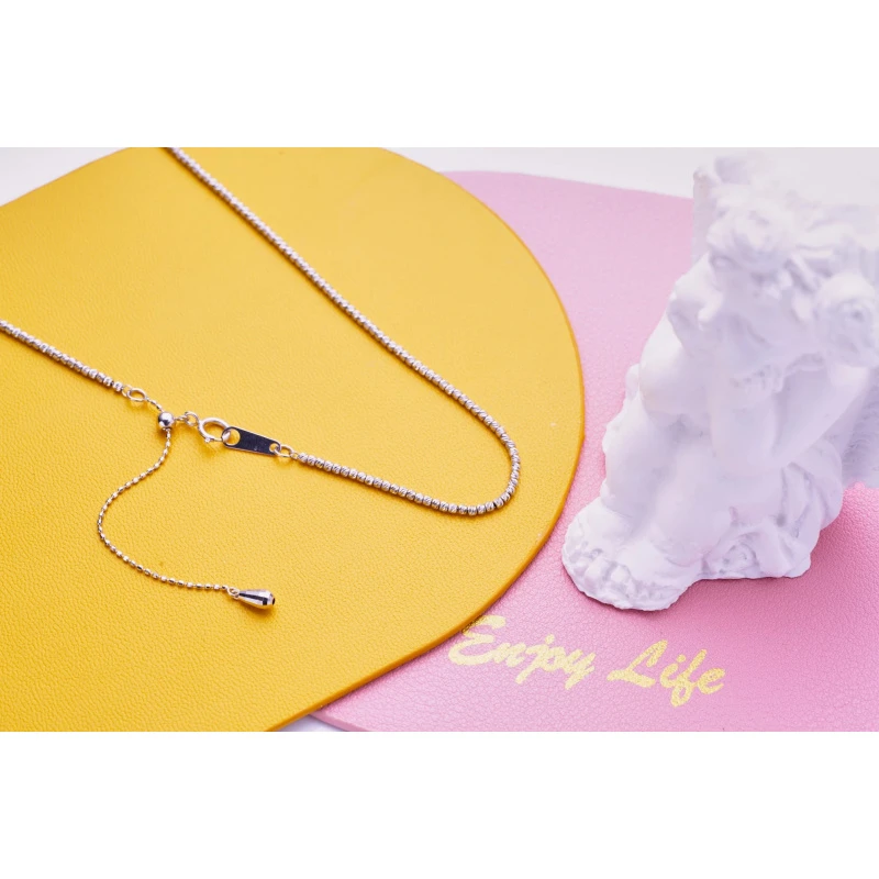 18k白，k黄镭射珠珠链