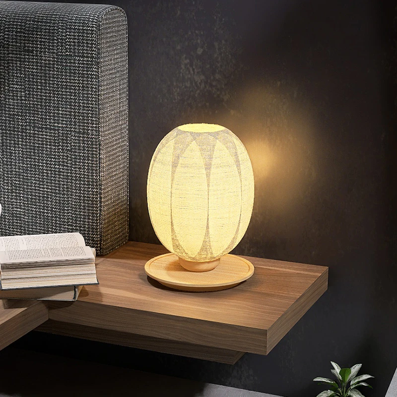 日式侘寂风充电实木台灯高级感新中式客厅书房卧室床头灯设计师灯