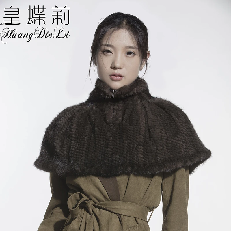 秋冬新款水貂皮草披肩 小斗篷秋季貂毛 弹力围巾潮水貂