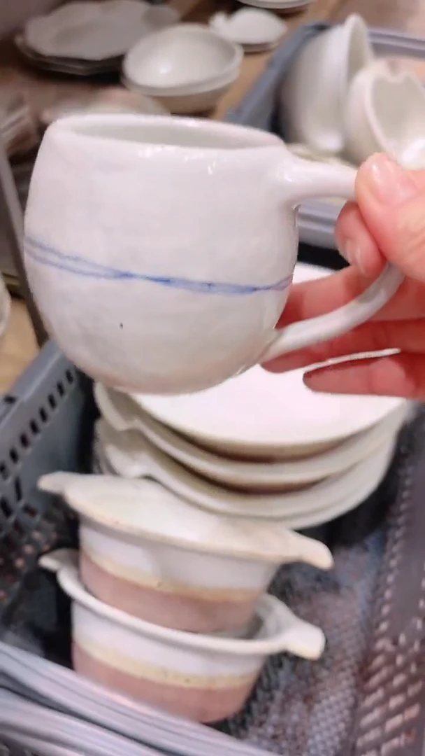 【闪购商品】杯【预售】粉引蓝线咖啡杯*1个(黑点正常)
