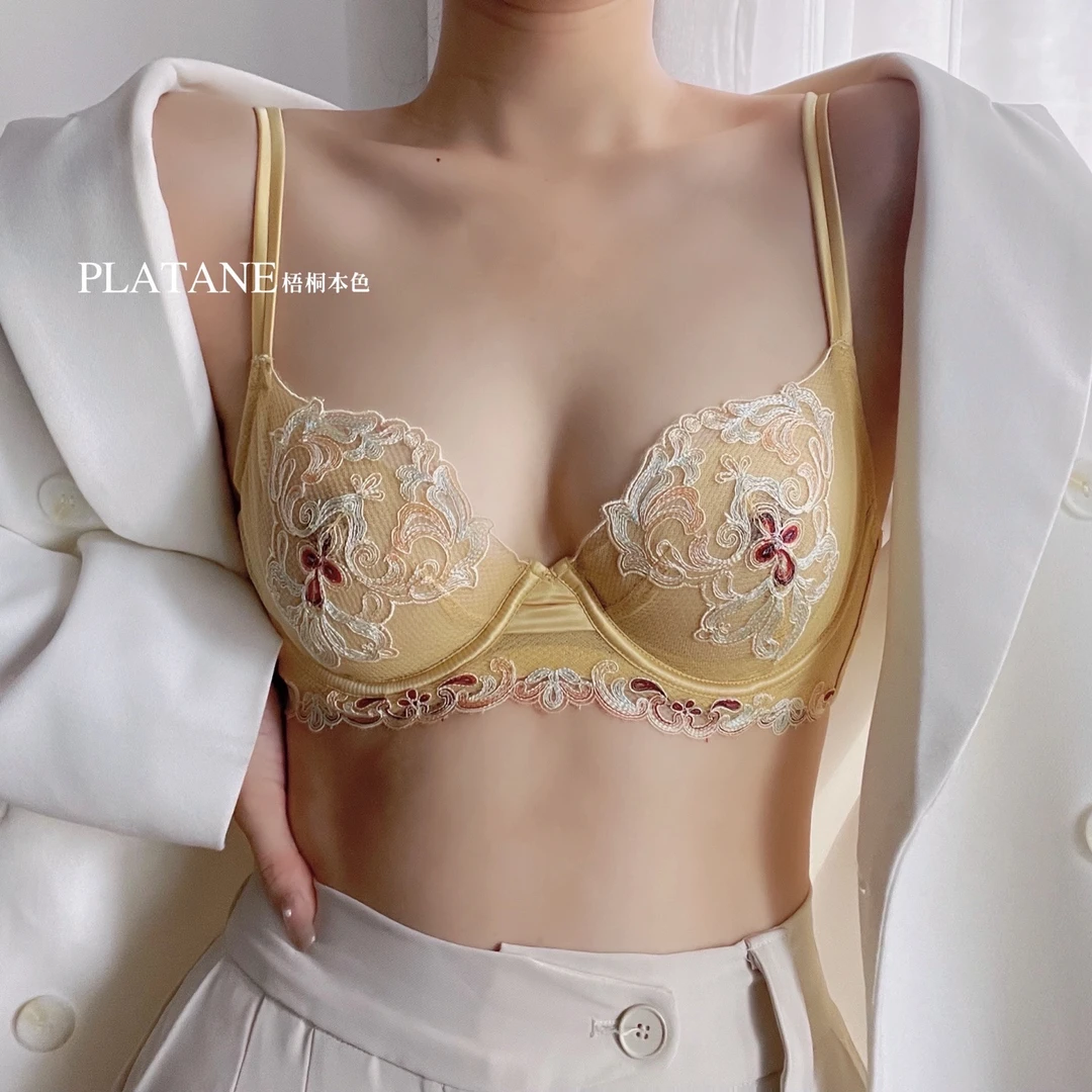 梧桐本色超薄水晶杯BC性感蕾丝软钢圈女士文胸罩WN22217