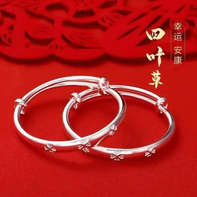 足银手镯   正品老凰祥9999纯银儿童手镯实心男女婴儿宝宝满月周