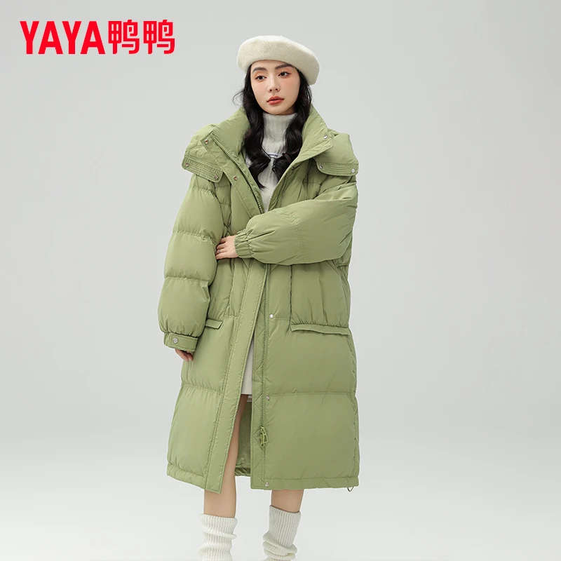 YAYA/鸭鸭90绒羽绒服女中长款休闲风韩版减龄大气外套YE3B604533L