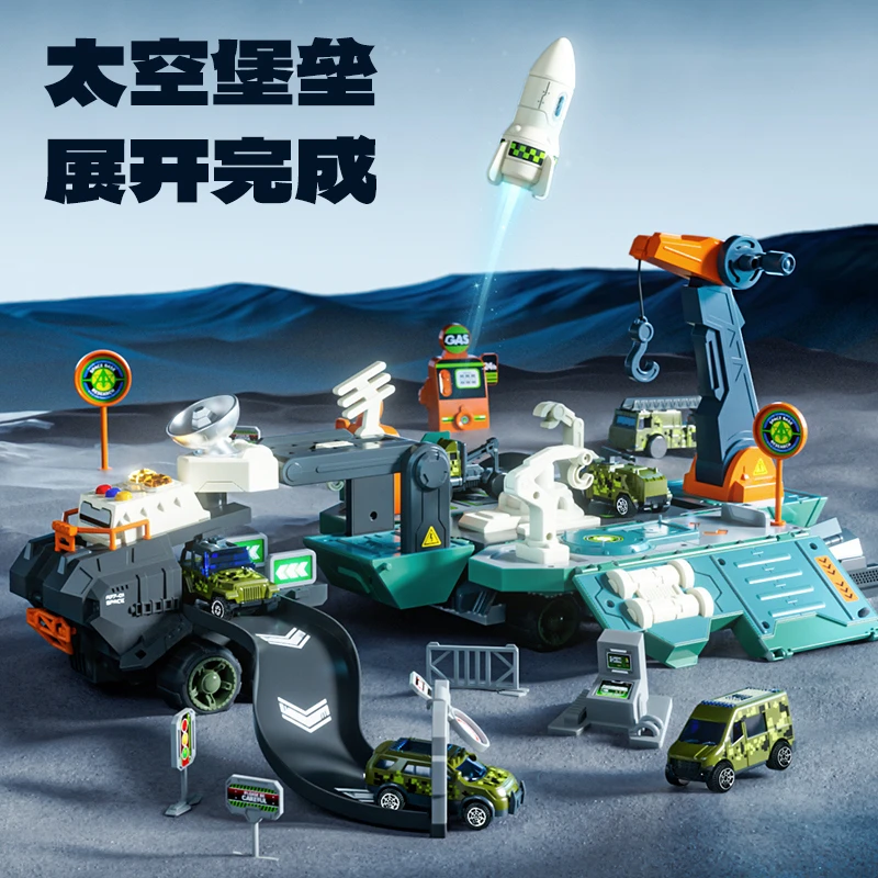 新款变形弹射轨道大卡车玩具儿童男孩滑行导弹发射坦克合金小汽车