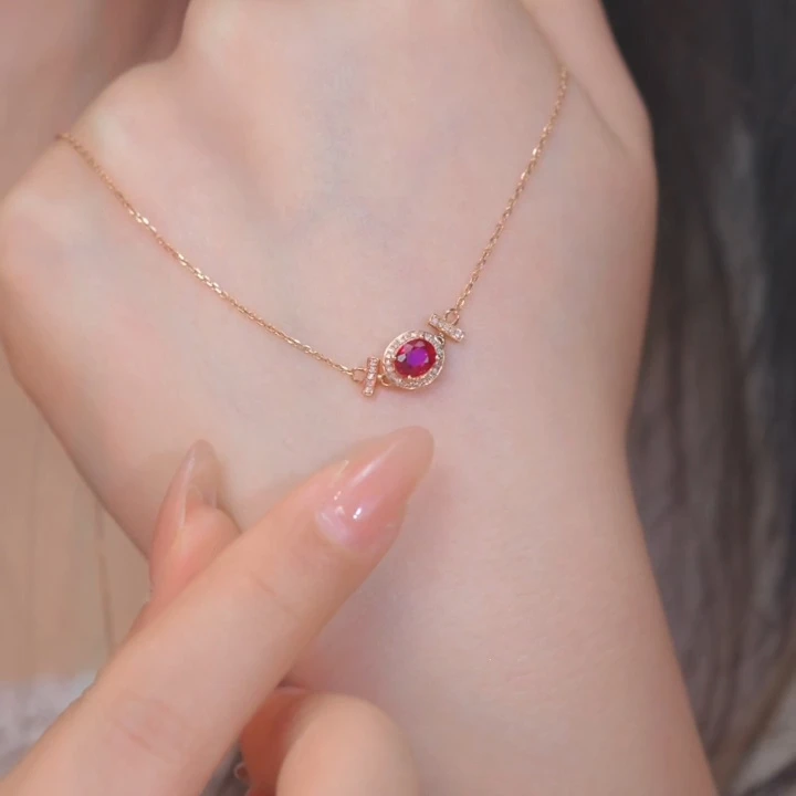 红宝石项链18K金镶嵌（0.94ct）@@Q1124