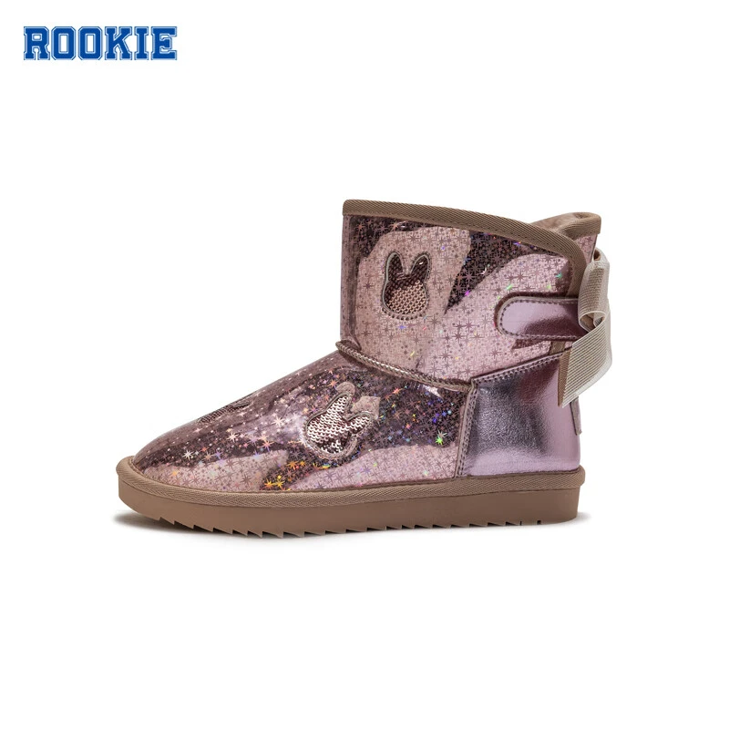 ROOKIE童鞋女童加绒时尚保暖蝴蝶结雪地靴R224813