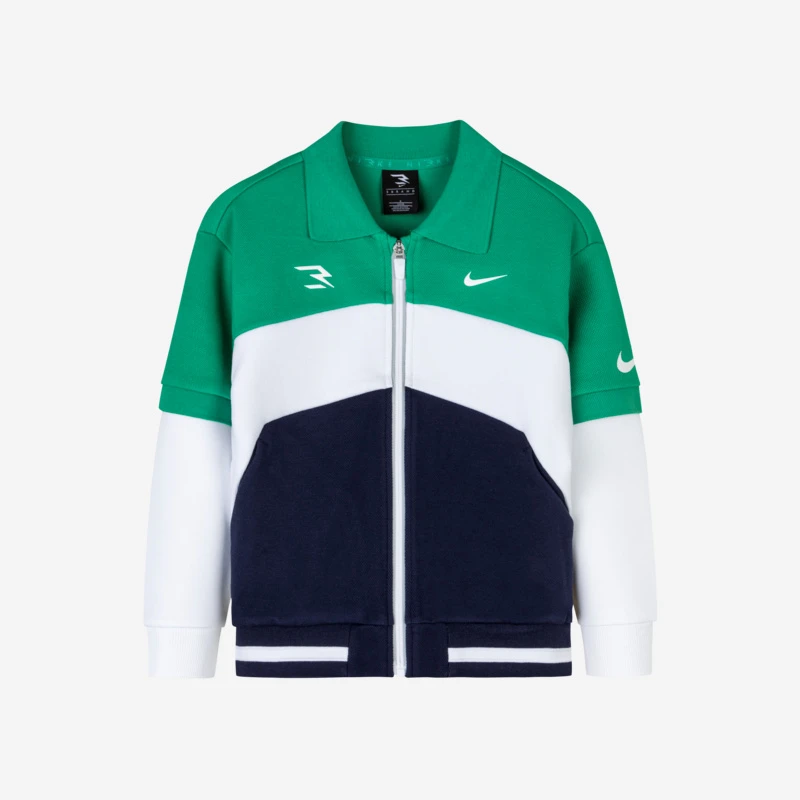 NIKE 3BRAND儿童男童休闲春季时尚撞色拼接针织夹克 RWB-LO-0655