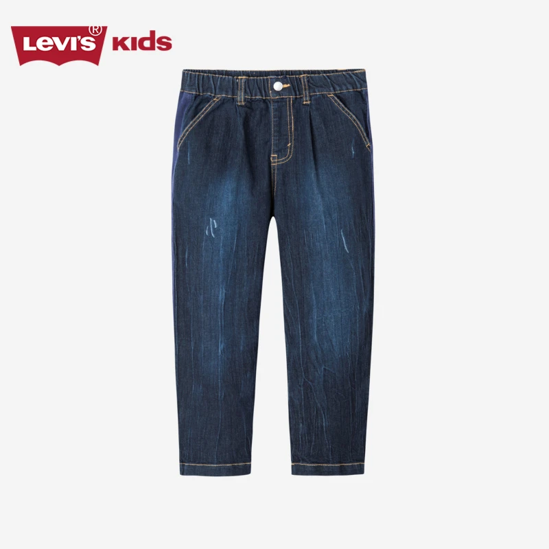 Levi's/李维斯童装针织裤牛仔印花宽松舒适直筒弹力水洗复古F277