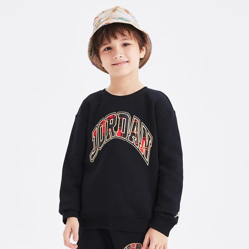 AIR JORDAN春季男童时尚运动儿童防寒加绒圆领卫衣JDB-FW-B980