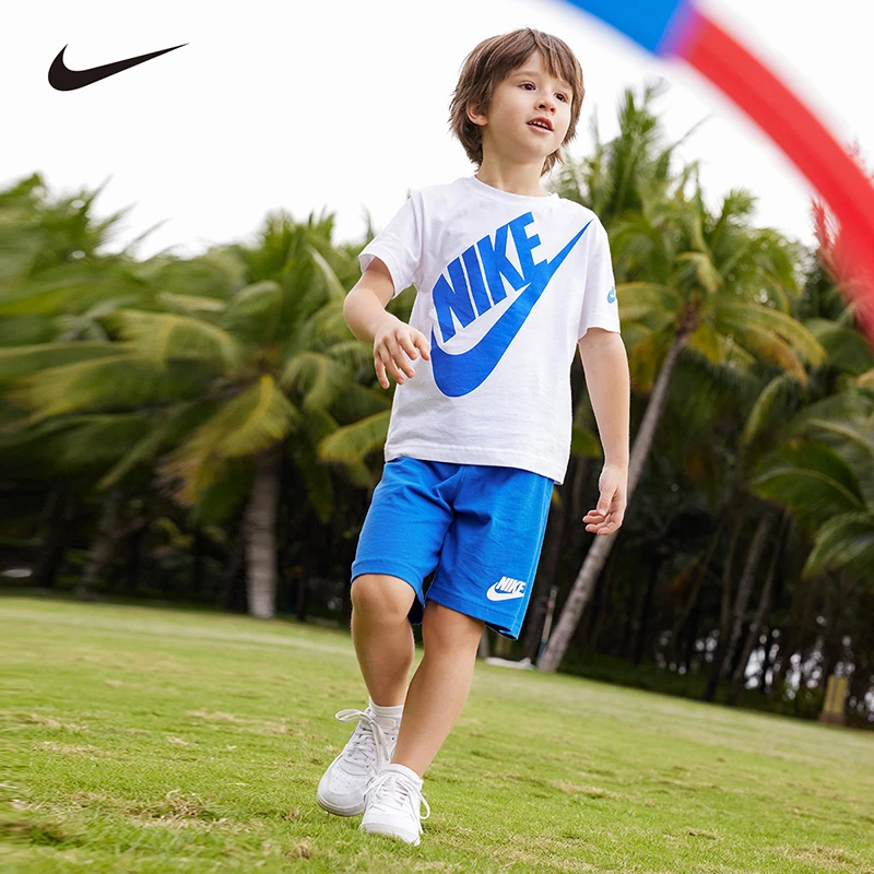 Nike耐克男女童装夏季印花透气舒适户外运动短袖休闲圆领套装I154