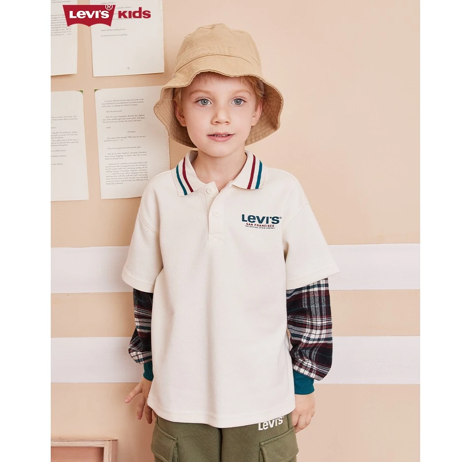 LEVI'S 李维斯2025春季新款童装直播间男女长袖POLO衫LVB-FF-H406