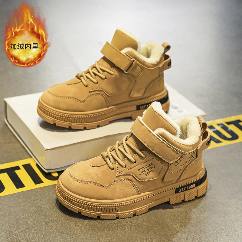 鸿尔星童克鞋2023冬季女童鞋加绒保暖女童运动鞋女大童靴子防滑雪