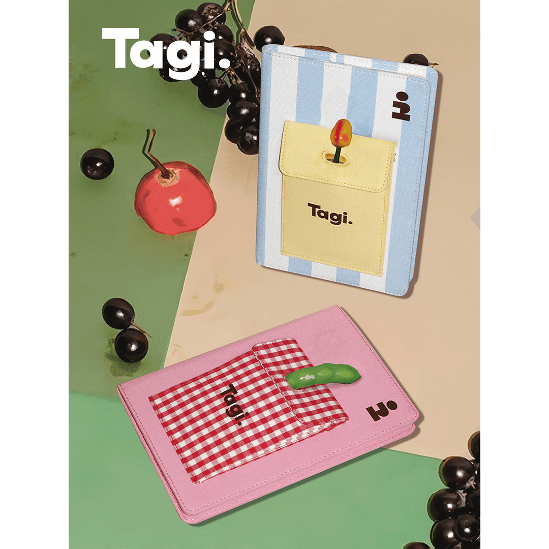 Tagi. 插笔口袋蔬果花园笔记本可爱中性笔笔记本套装