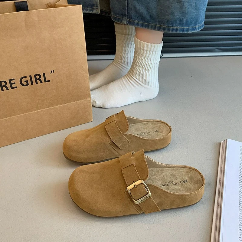 勃肯鞋女2025秋冬新款时尚百搭厚底勃肯鞋懒人一脚蹬半拖鞋防滑