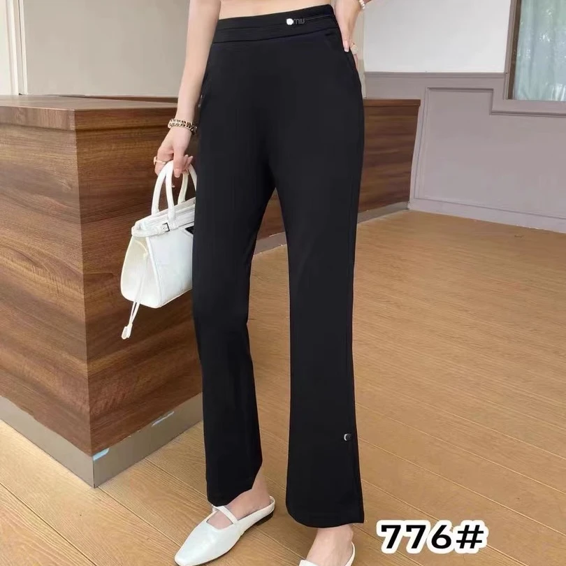 [ W i F i ]776开叉微喇裤女高腰垂感夏季薄裤修身显瘦喇叭裤