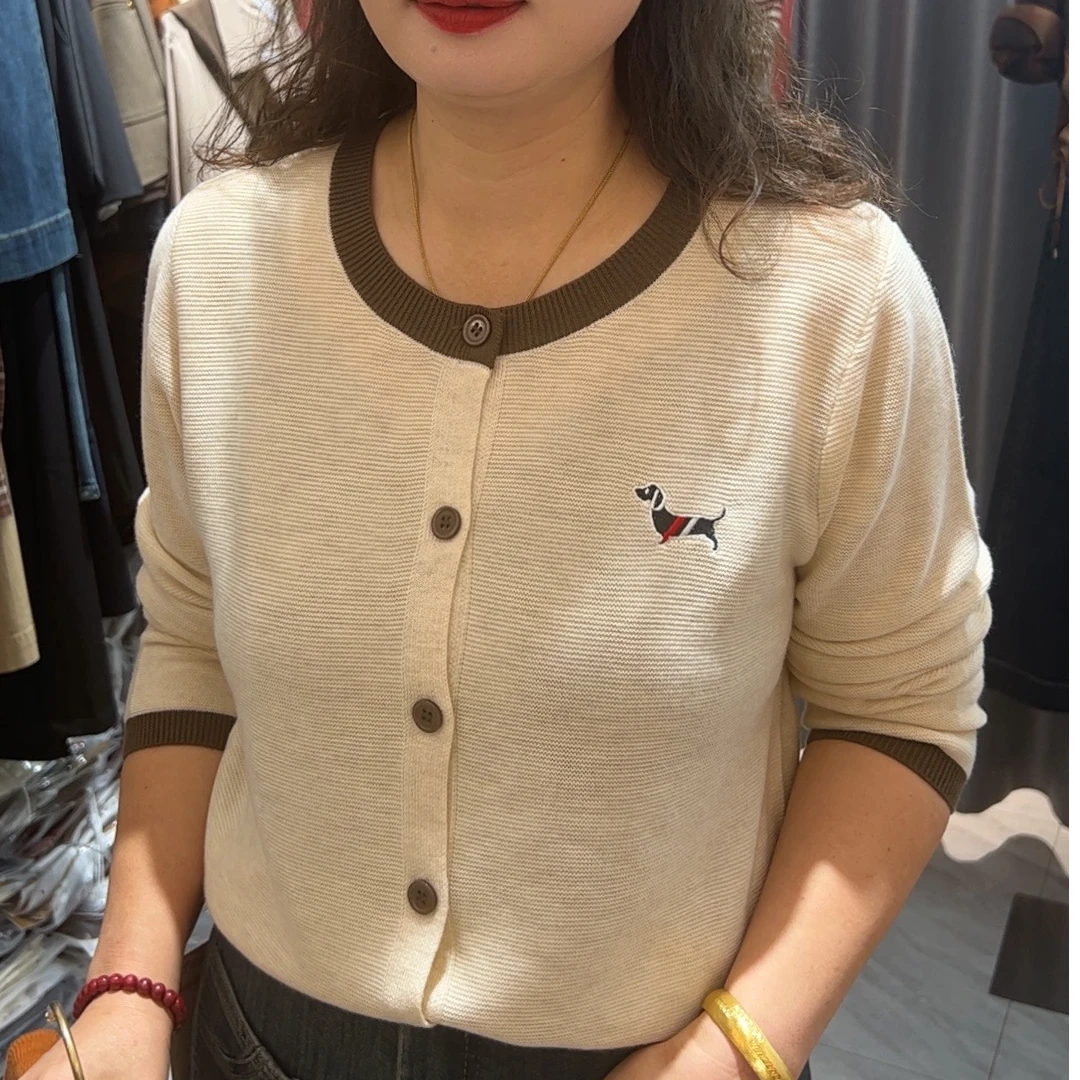 [ W i F i ]圆领长袖针织开衫秋季新款撞色上衣07728