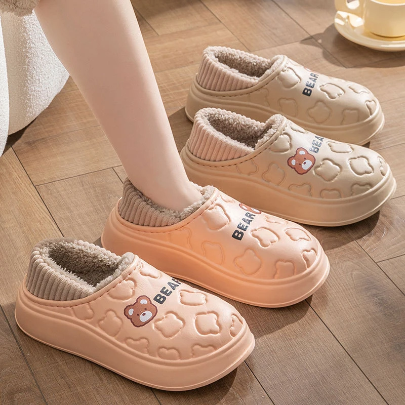 防水棉拖鞋女冬季情侣外穿居家加厚保暖防水包跟月子鞋棉鞋男秋天