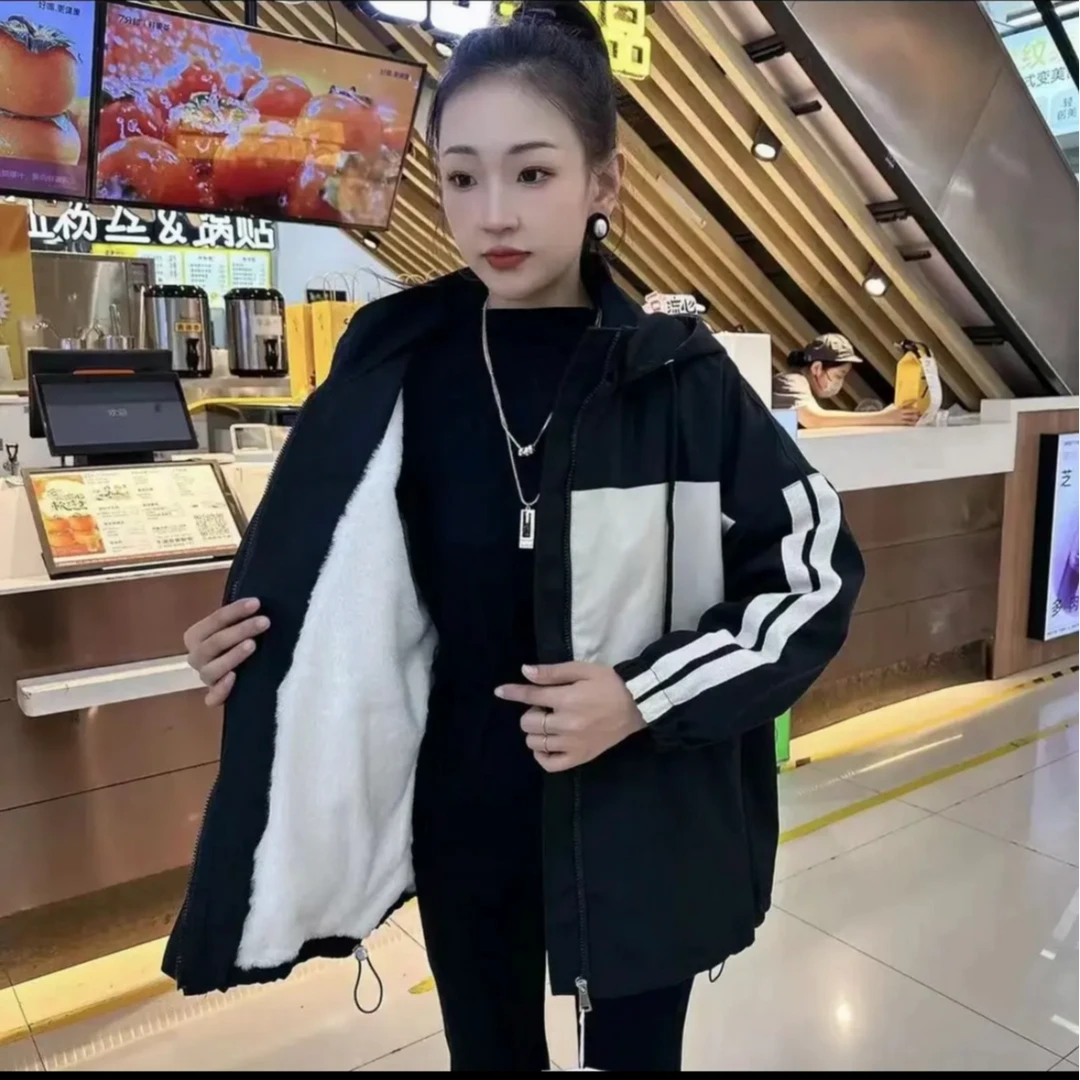 女外套秋冬款加绒加厚宽松外套棉衣中长款百搭时尚潮网红休闲女士