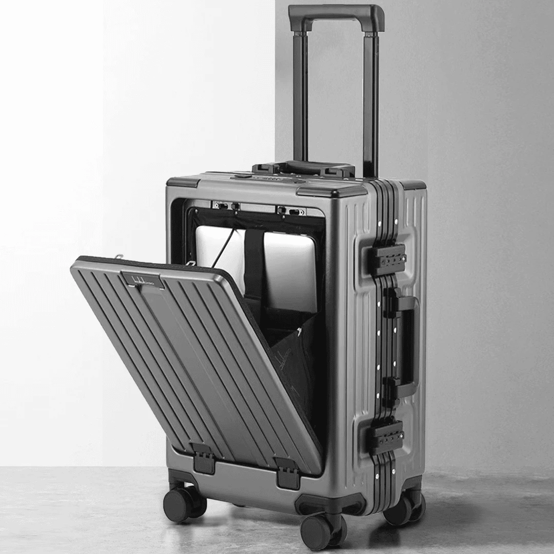 登机20寸灰色男士商务便携式旅行灰色拉杆箱铝框高档登机行李箱Y7