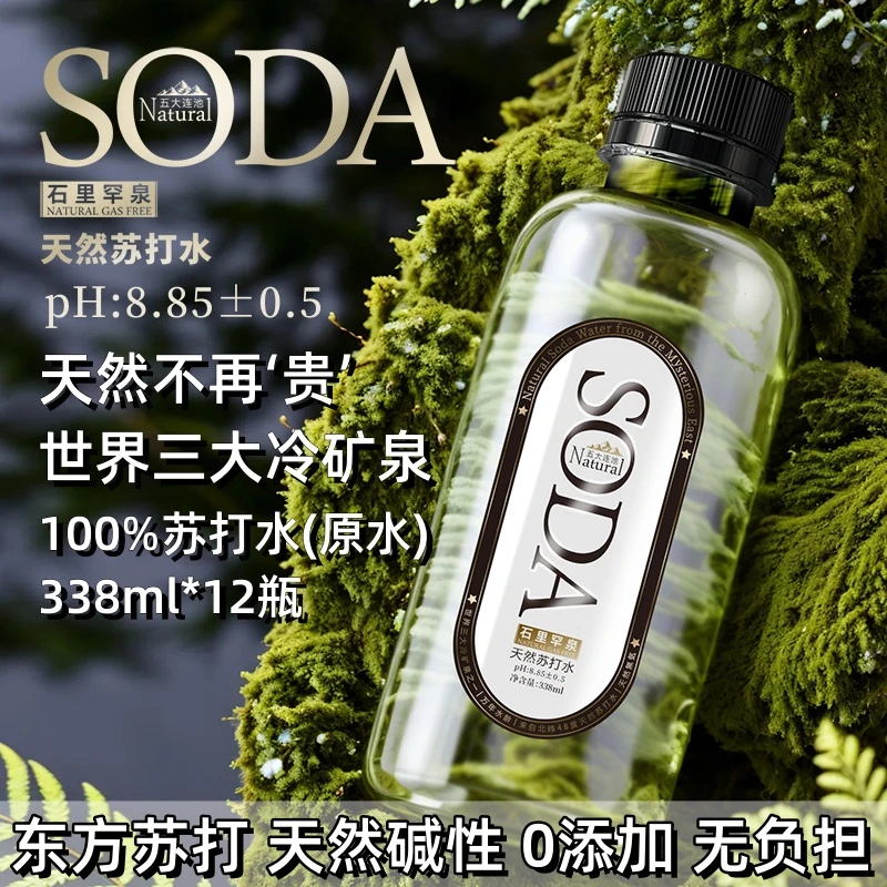 石里罕泉天然苏打水五大连池小分子弱碱性无添加糖气338ml*12瓶整
