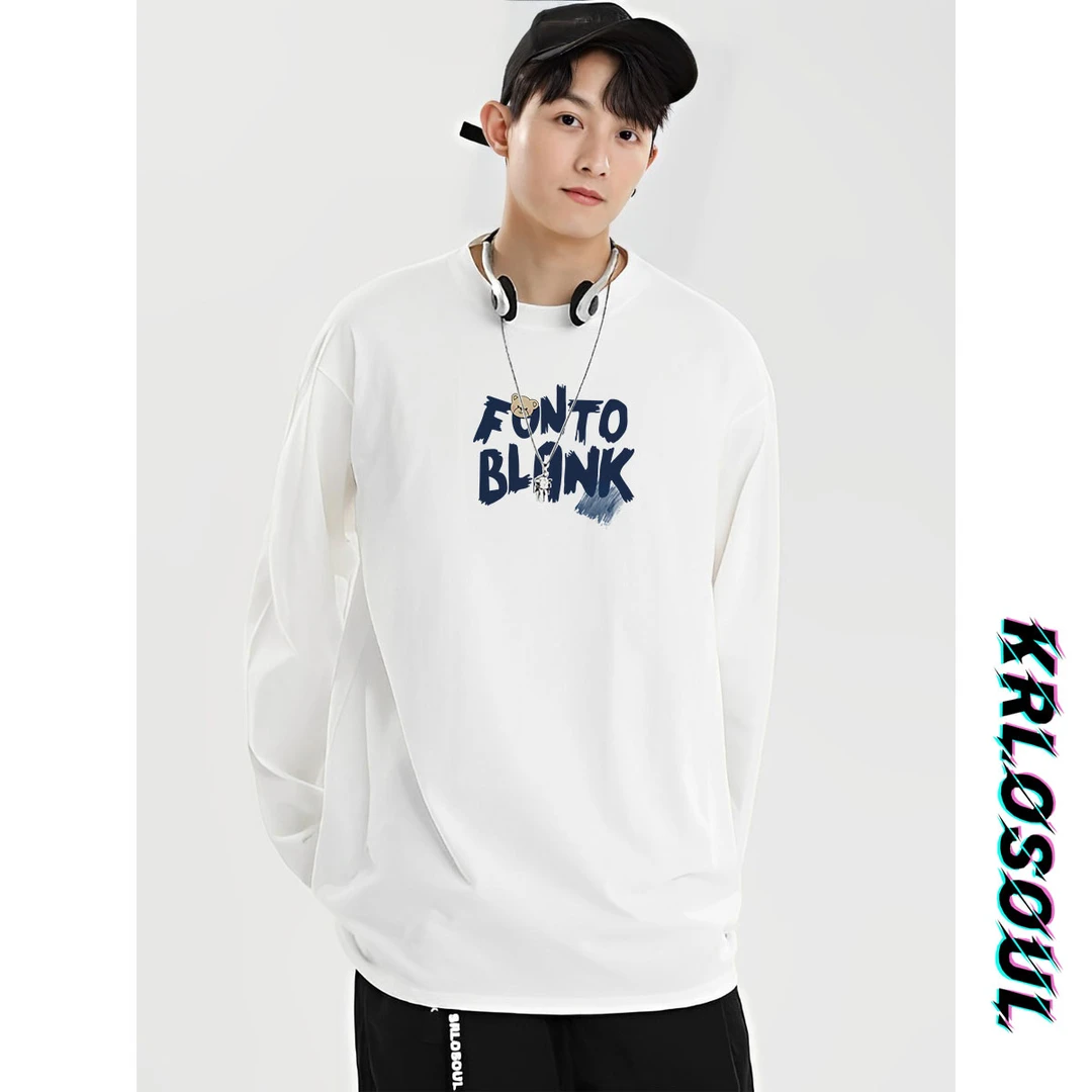 长袖t恤男士春秋季薄款潮牌宽松休闲打底衫2023新款秋衣纯棉体恤