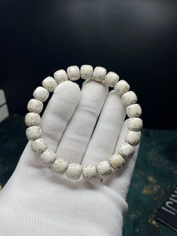 懿缘 SSS限定款10×9原脂白双留白火龙果一物一图高端星月菩提手串