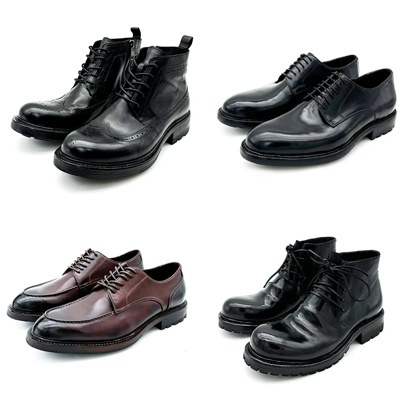 459重水洗手工重水洗男士正装布洛克雕花靴沙漠靴