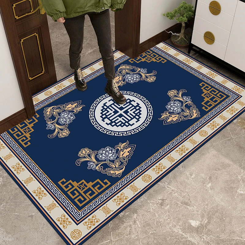 新中式地垫入户进门口地毯家用卧室客厅脚垫玄关装饰吸水防滑垫子