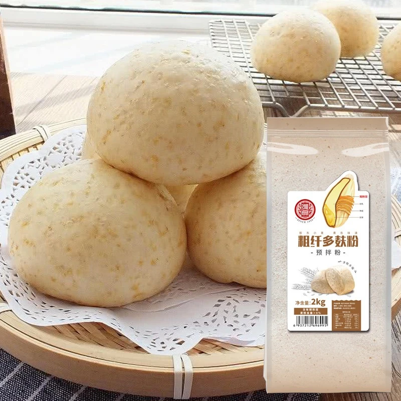 2kg全麦面粉 维良粗纤多麸粉 麦麸粉中筋粉粗粮家用