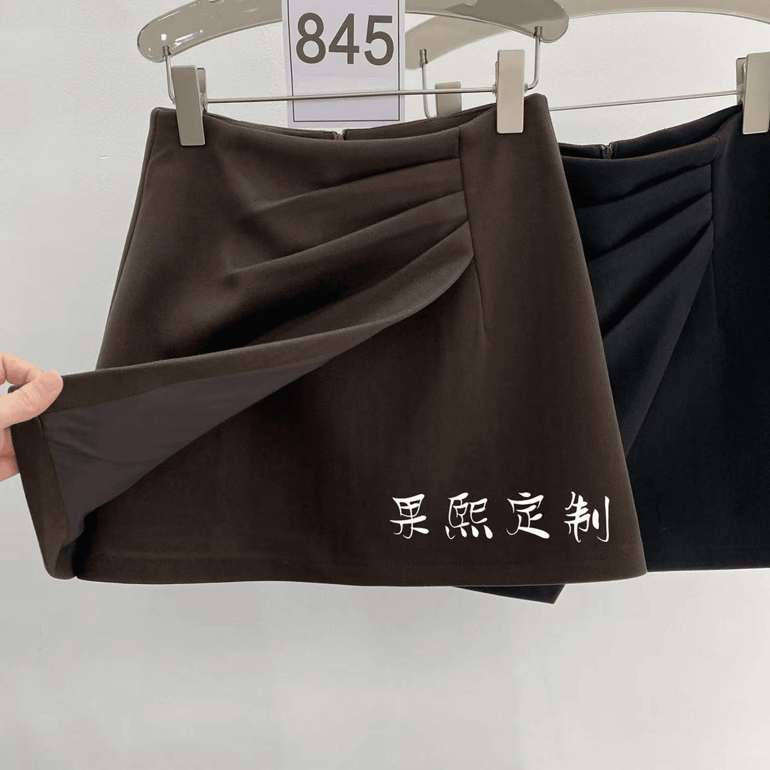 【果熙定制】显瘦半身裙2023年新款高腰加厚毛呢半裙设计感包臀裙