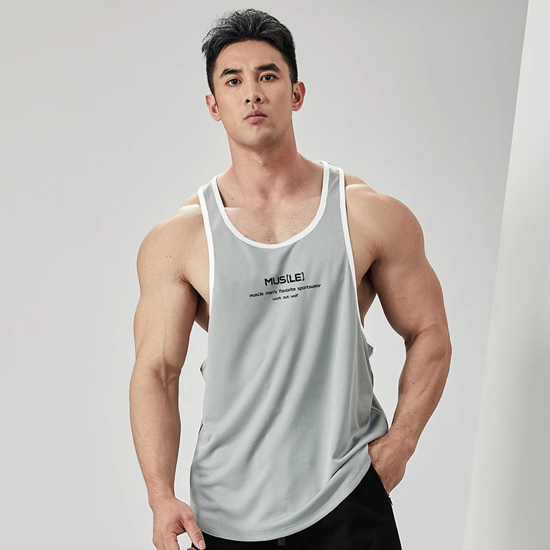 WORKOUT WOLF/撸铁狼健身运动工字背心男款宽松速干弹力透气训练