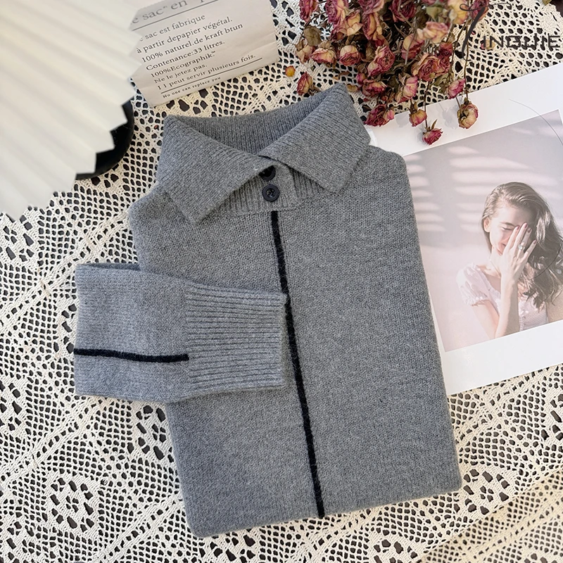 【婷姐自留】走秀系列款多用翻领加厚显瘦百搭洋气秋冬毛衣B2030