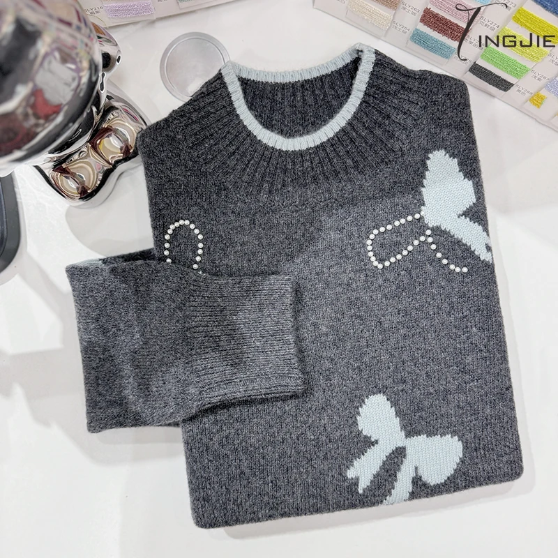 【100%羊毛】【婷姐自留】B2096长袖上衣针织毛衣上衣女