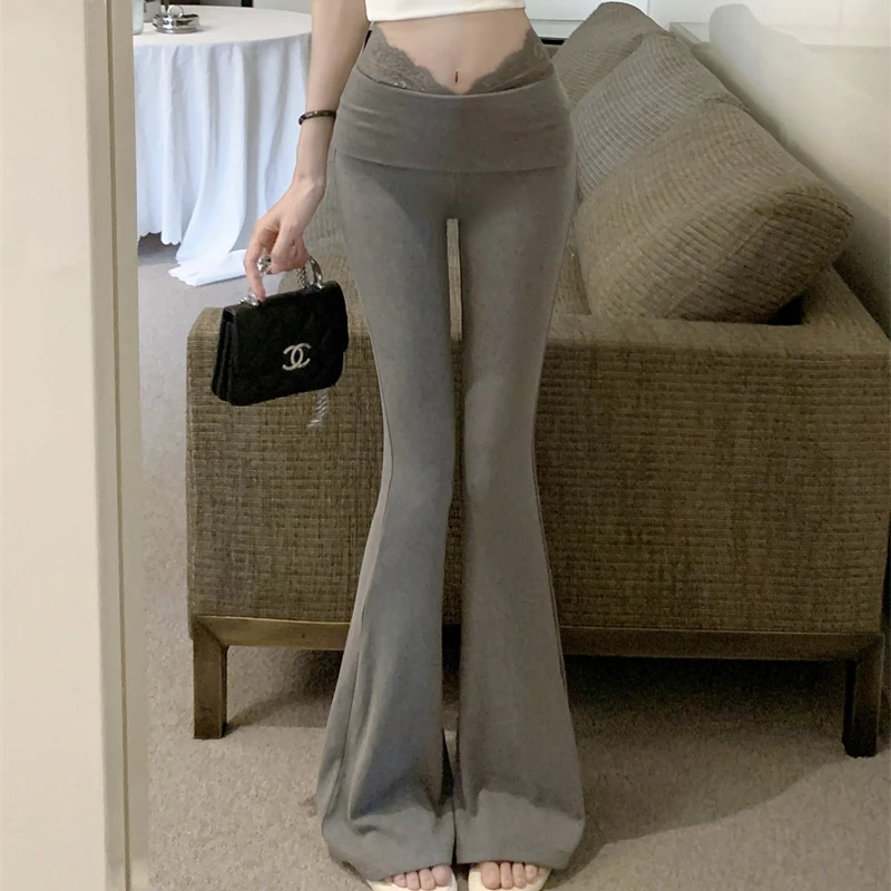时尚长裤女修身垂感休闲裤夏季春游高弹透气裤子微喇阔腿裤