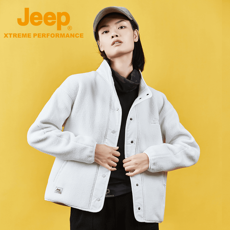 Jeep吉普秋冬新款炽芯抓绒衣女户外防风保暖羊羔绒外套抗起球绒衣