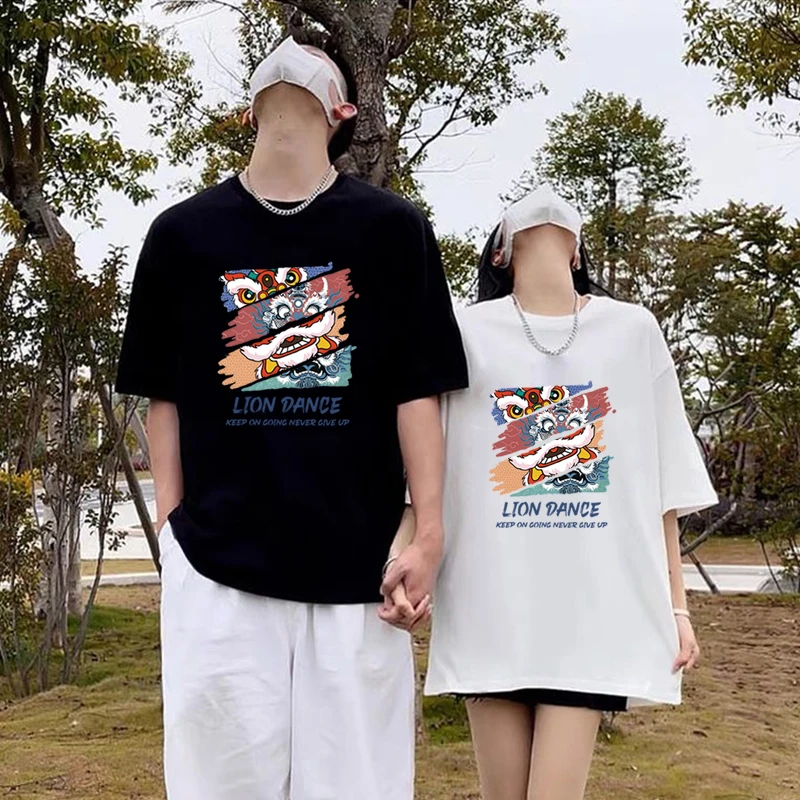 潮牌纯棉短袖t恤男女同款情侣装夏装国风爆款宽松大码半袖上衣ins