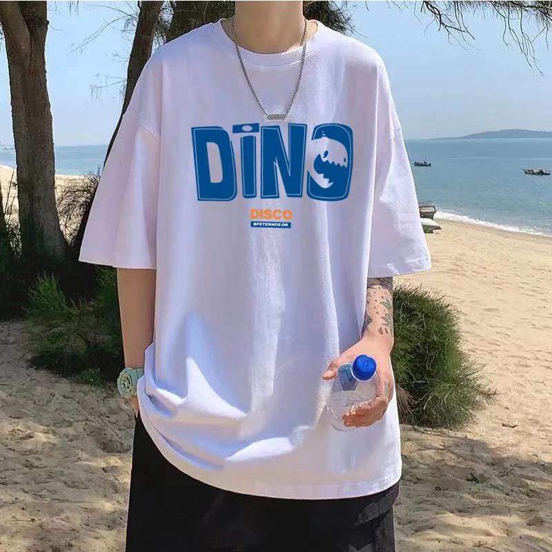 全棉短袖T恤男女夏季宽松百搭ins潮牌印花设计感情侣半袖上衣新款