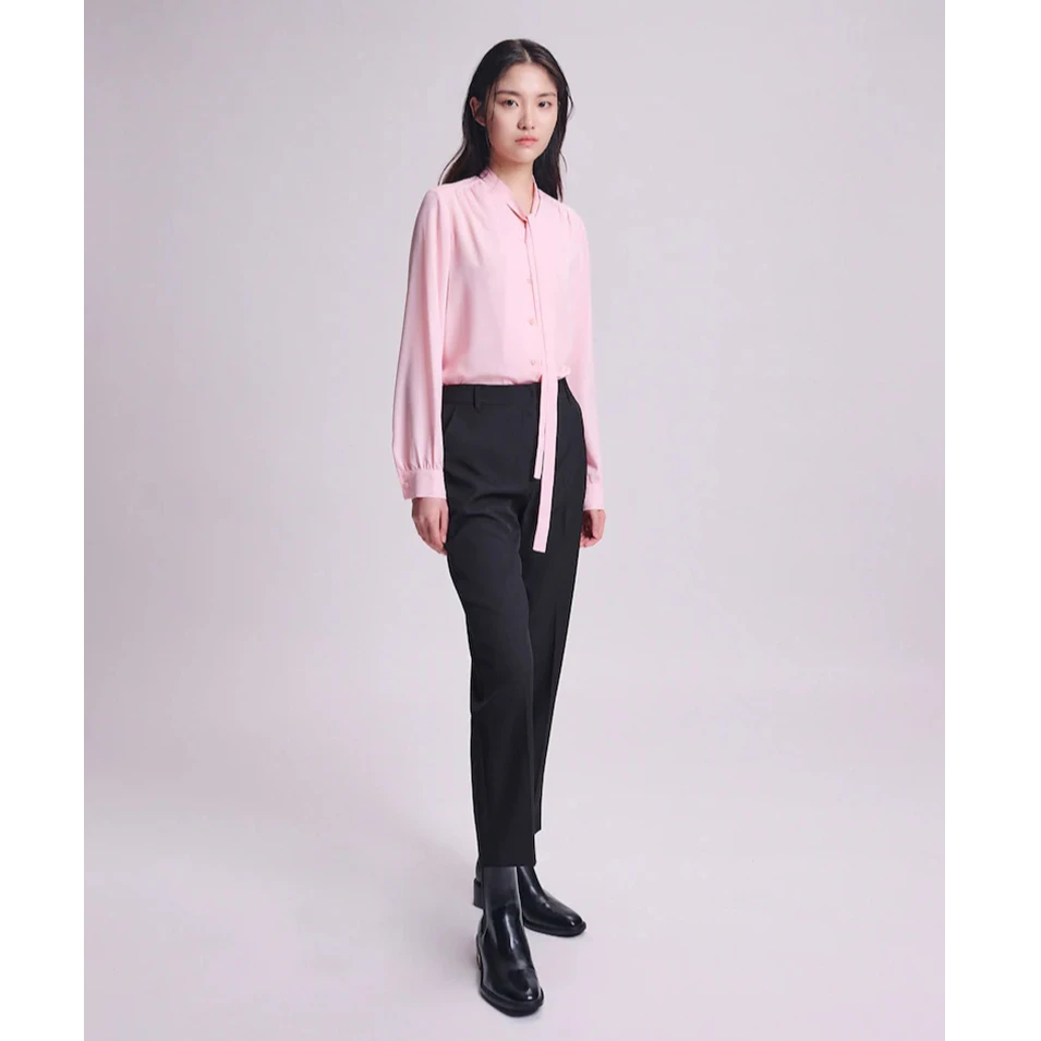 BEANPOLE24 秋冬新款女士垂坠优雅V领系带长袖休闲衬衫BF4864N02