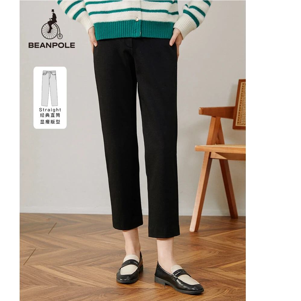 BEANPOLE秋冬新款女 宽松显瘦休闲九分直筒裤BF3821Z08