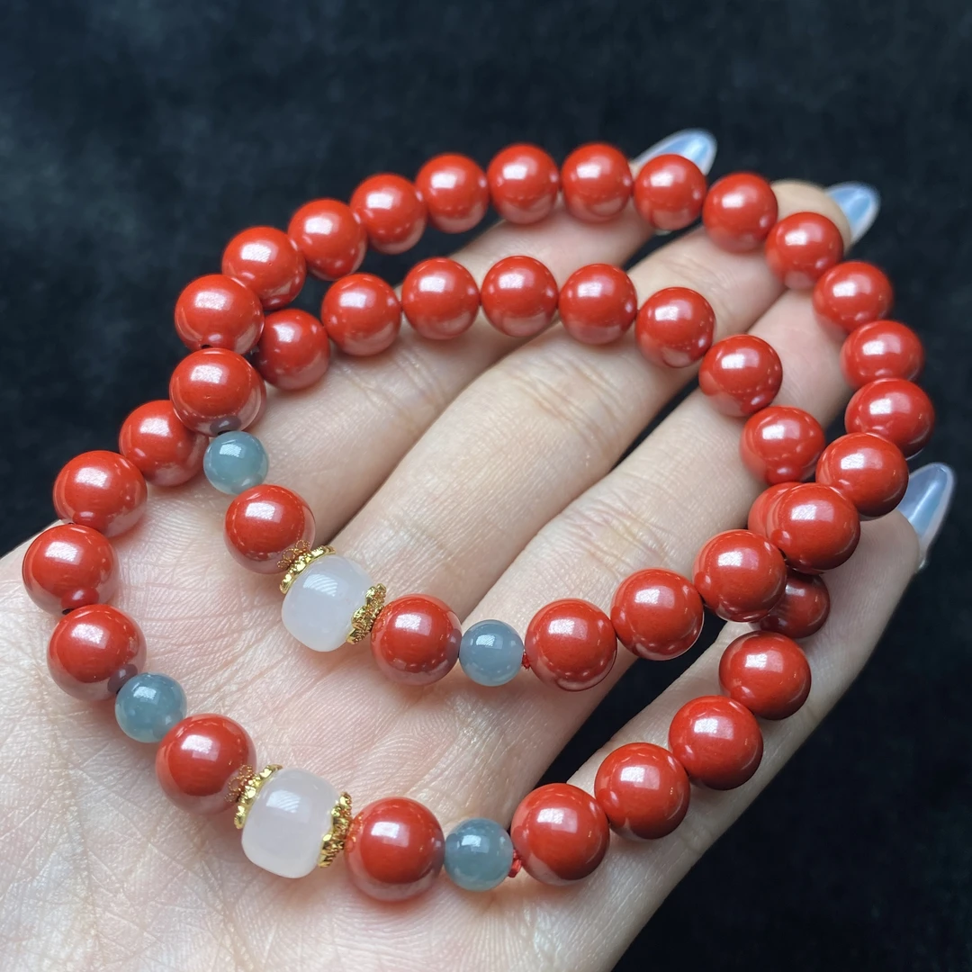 含辰砂工艺品【铭记珠宝】朱砂DIY手串14-DM125H154【多样性发一件】