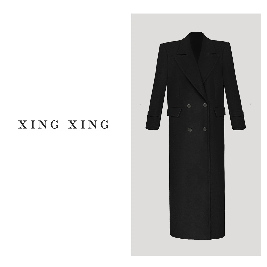 XINGXING梵高印象 冬季新款双排扣轻奢极简长短款经典款呢子大衣