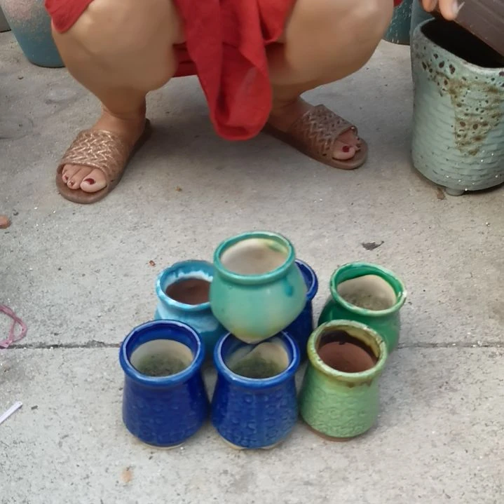 红陶20CM以下瑕疵随机八个盆