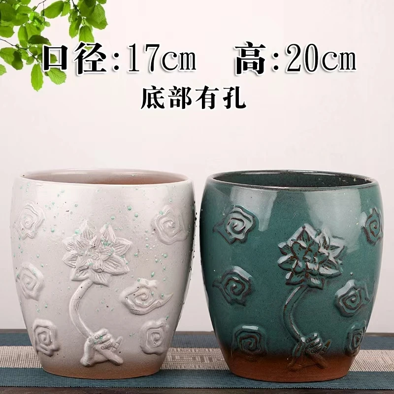 宜兴有孔多肉粗陶罐陶瓷花盆大号清仓老桩法师三角梅绿植特价批发