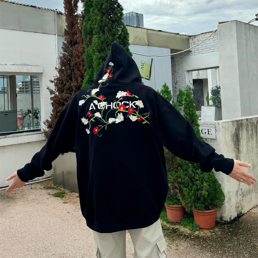 【Achock官方店】美式街头重磅情侣刺绣卫衣潮牌宽松连帽上衣男女