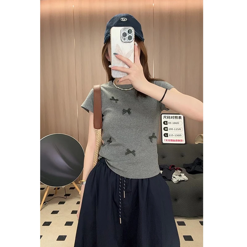 【LIbaibai】夏季百搭蝴蝶短袖T恤上衣BB-0743