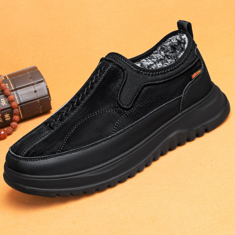 冬季爆款男士棉靴加绒加厚休闲时尚软底软面男靴防滑耐穿保暖男靴