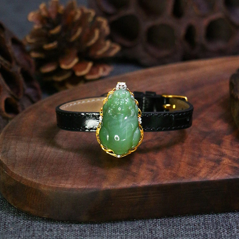 【缅玉世珍】和田玉吊坠18K镶嵌两用款【5701EA】