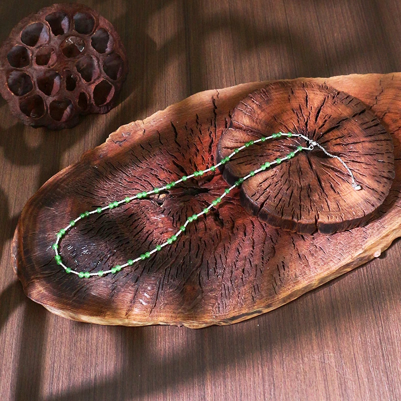 【缅玉世珍】925银和田玉项链【5788AX】