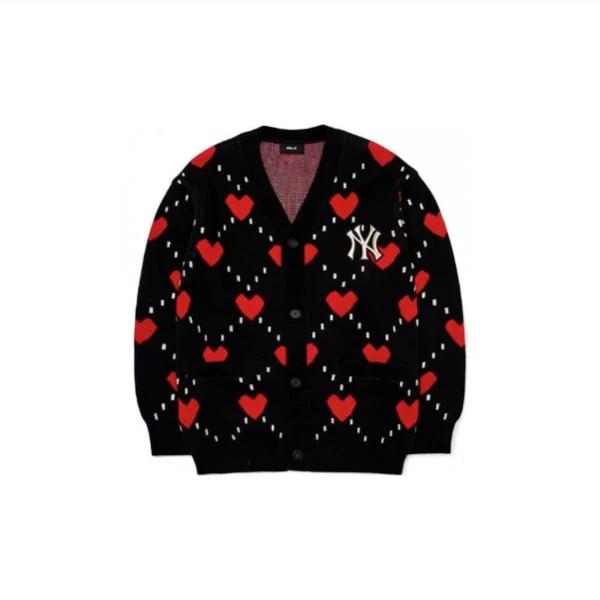 MLB 品牌logo刺绣v领纽扣休闲百搭针织开衫毛线衫  S47