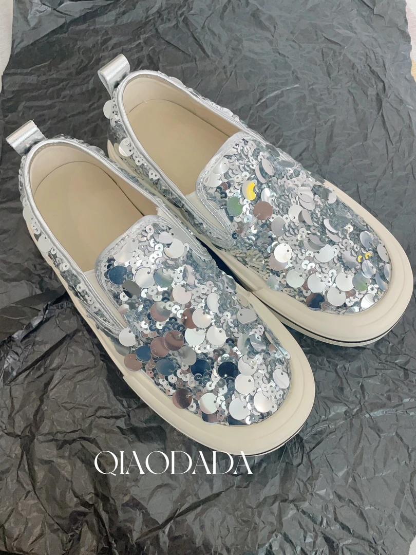 QIAODADA亮片板鞋一脚蹬休闲百搭鞋 652 （no退no换）